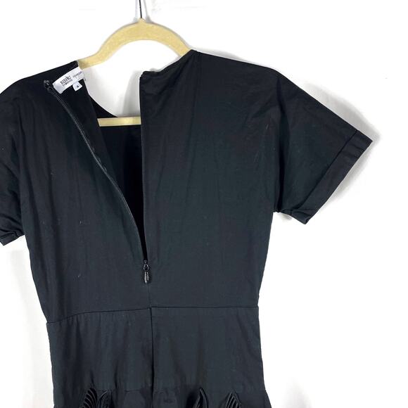 Bibhu‎ Mohapatra Cutout Fringe Dress Black Button Short Sleeve Western Sz 4 - Picture 12 of 13